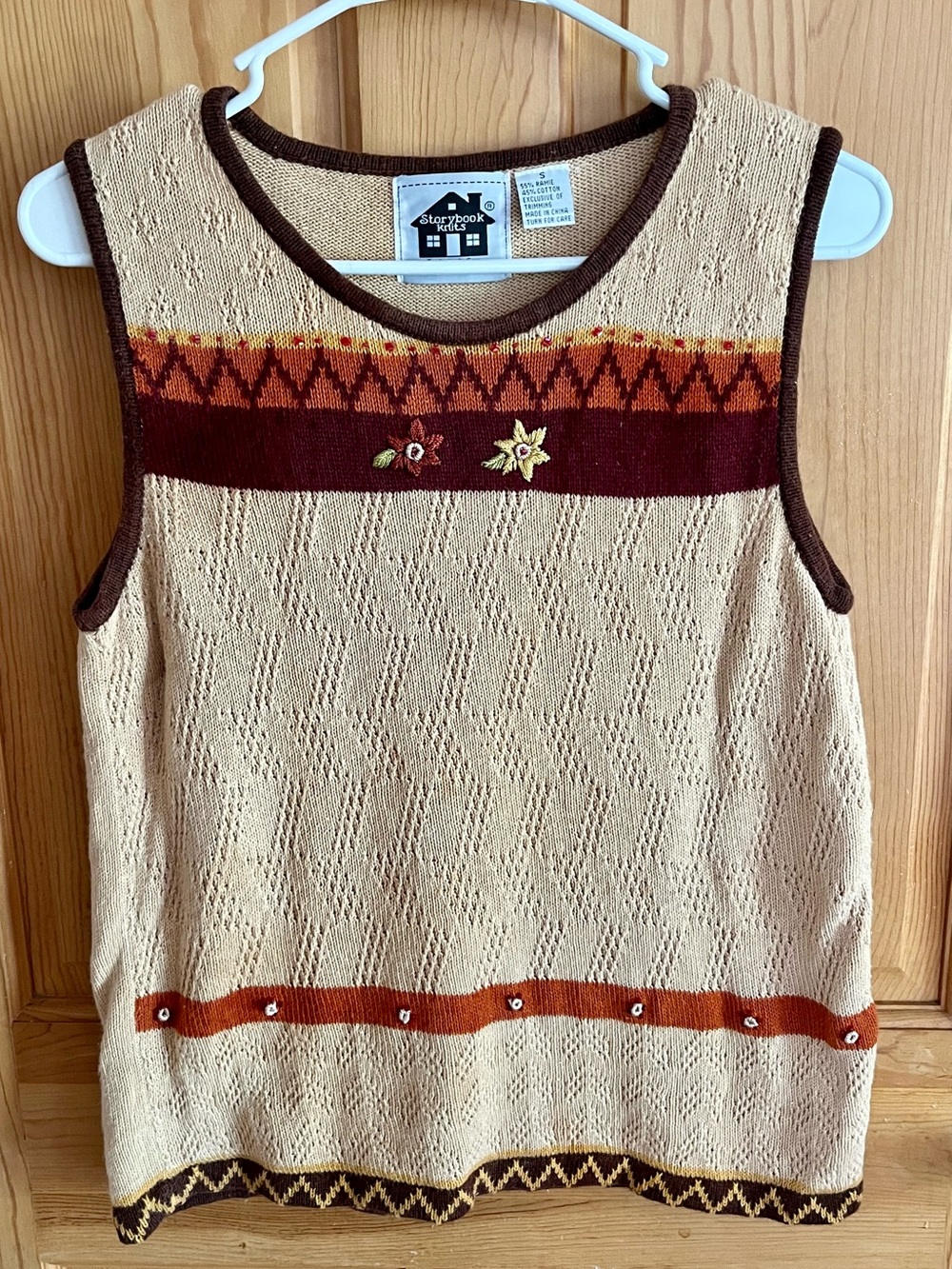 Storybook Knits Vintage Autumn Tank Beaded Sweater Vest HSN Small Cottagecore